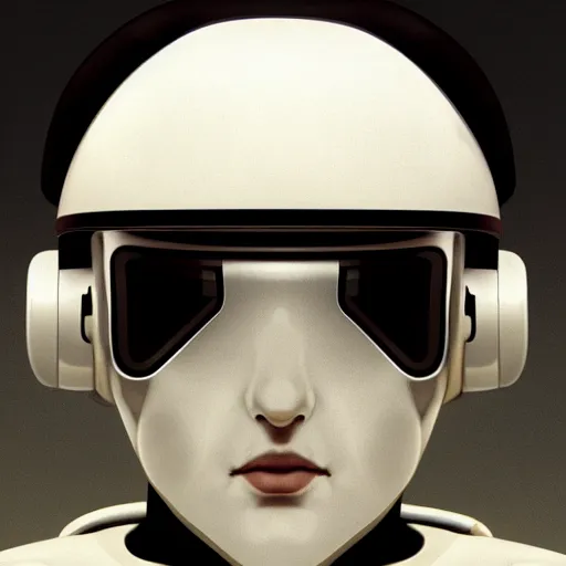 Prompt: close - up portrait of robot policemen from thx 1 1 3 8, by ilya kuvshinov, by thomas lawrence, by bayard wu, trending on artstation, masterpiece