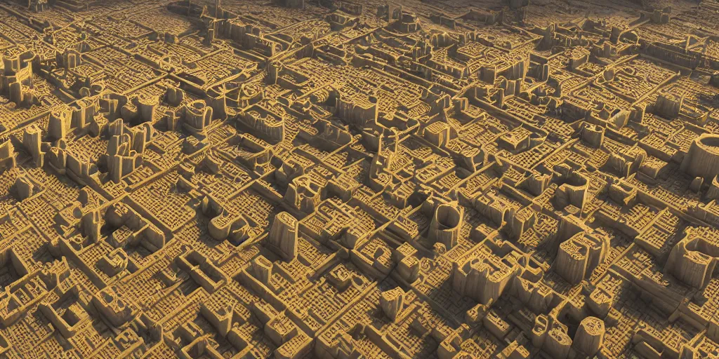 Prompt: A digital intricate illustration concept art of massive city of Mesopotamia on its golden age, stunning massive ornately Sumerian Civilization inspired art by Renato muccillo and Andreas Rocha and Johanna Rupprecht + symmetry + natural volumetric lighting, realistic 4k octane beautifully detailed render, 4k post-processing, highly detailed, intricate complexity, epic composition, magical atmosphere, cinematic lighting + masterpiece, trending on artstation