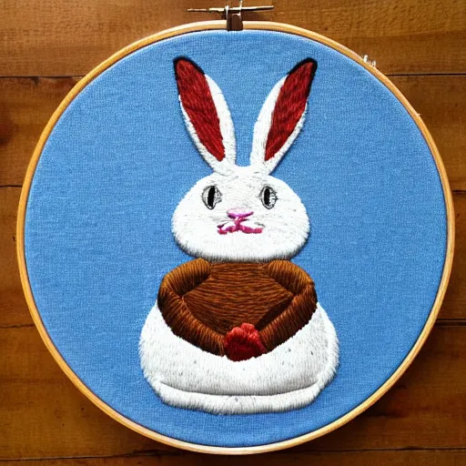 Prompt: big chungus embroidery