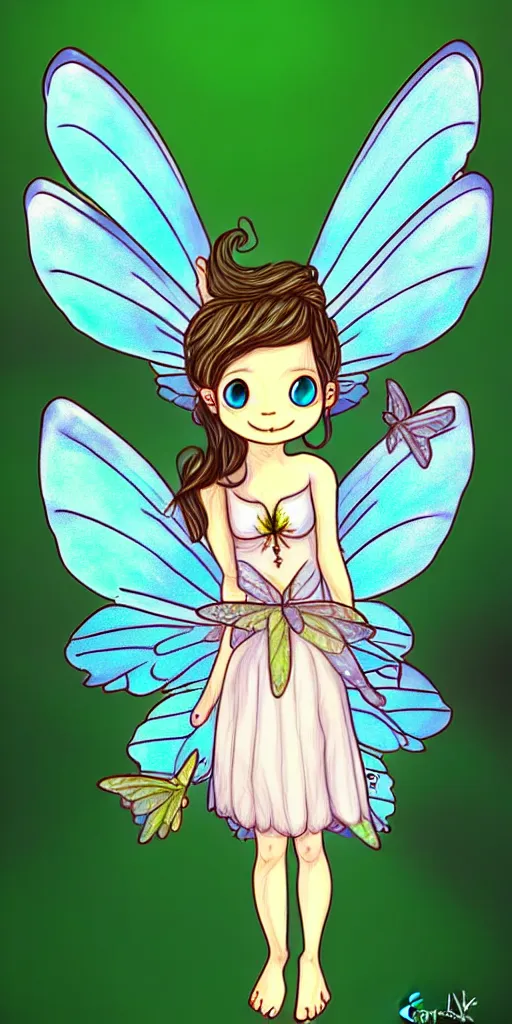 Prompt: a cute fairy with horizontal wings, extremely detailed artwork by erak note