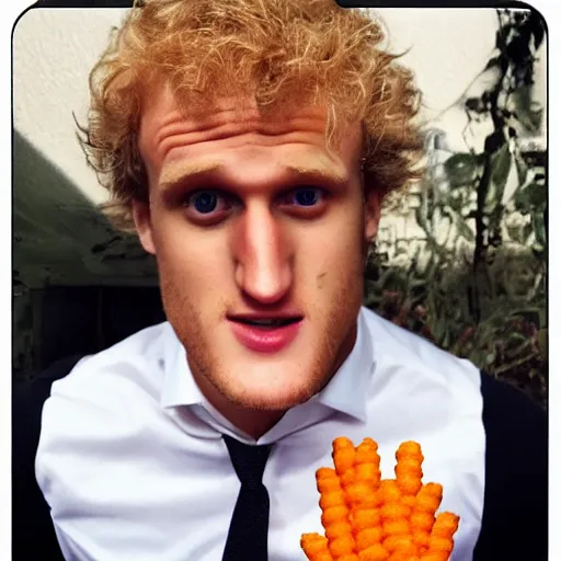 Image similar to logan paul as a cheeto,