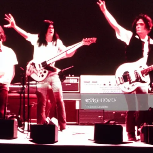 Prompt: The White Stripes playing to a crowd of hamsters