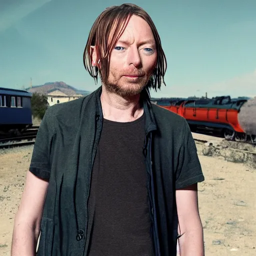 Image similar to Thom Yorke the Tank Engine