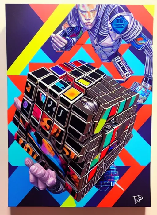 Prompt: rubik's cube transformer, tristan eaton, victo ngai, artgerm, rhads, ross draws