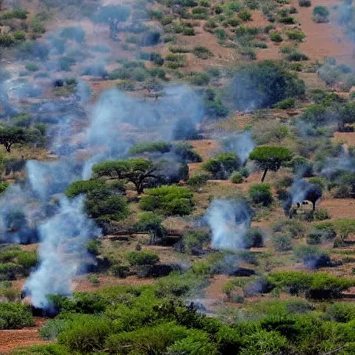 Prompt: someone didn't bless the rains down in africa, therefore setting africa on fire