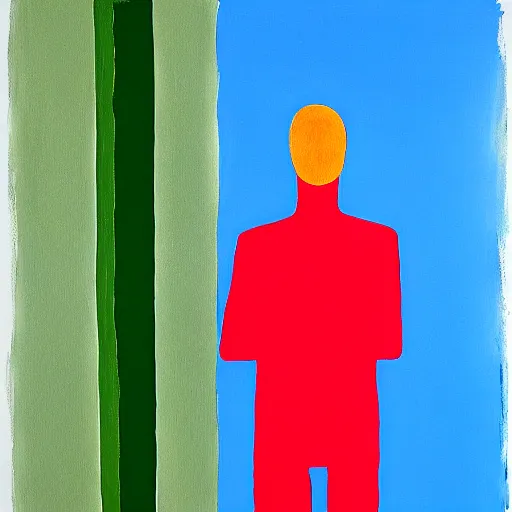 Image similar to painting of an invisible man, by hockney