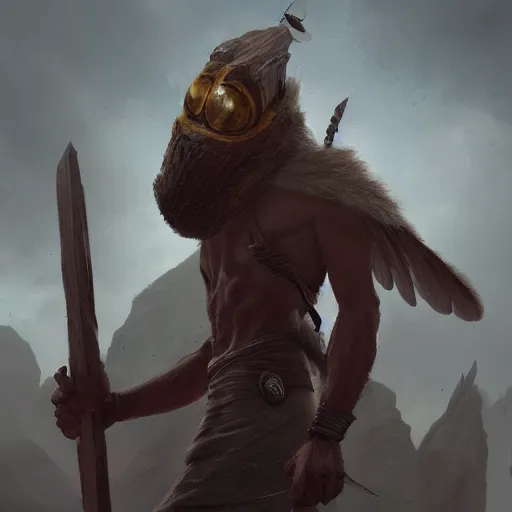 Image similar to a skinny Hunter from Stone Age surrounded by bees Greg Rutkowski and Raymond Swanland, Trending on Artstation, cloudy background, ultra realistic digital art