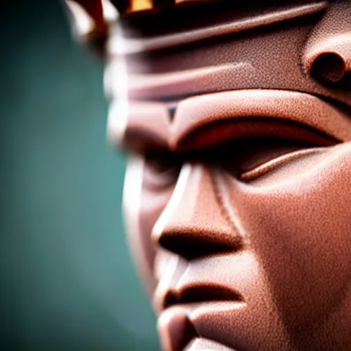 Prompt: close up photograph of a realistic chess king piece. it has magnus carlsen's face!