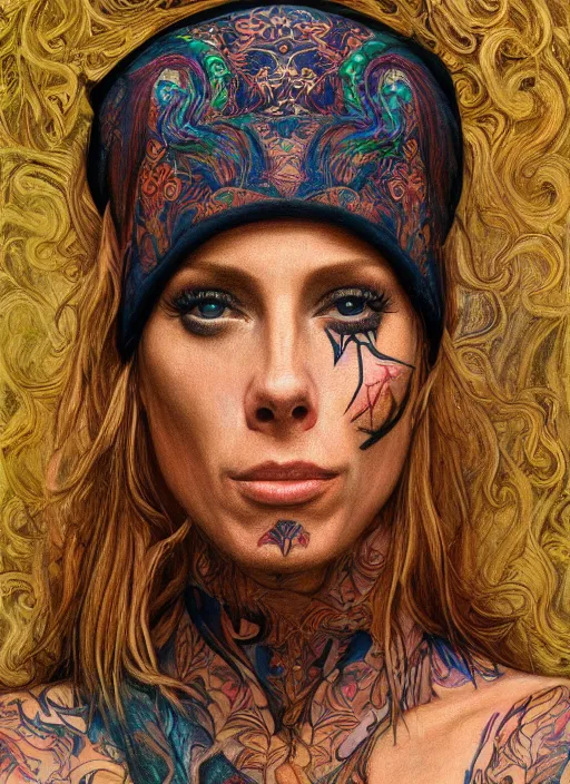 close up portrait of nicole aniston with tattoos Stable Diffusion