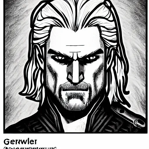 Prompt: precisely drawn illustration of geralt of rivia drawn in the style of the dragon prince