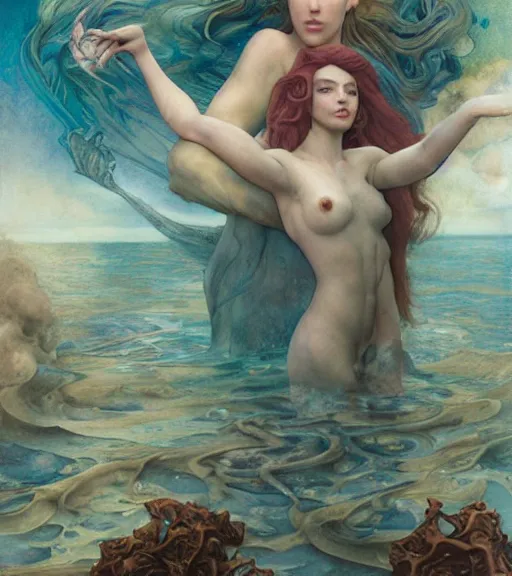 Prompt: underwater dream of the maiden, by annie swynnerton and tino rodriguez and charlie bowater and tom bagshaw and nicholas roerich and jean delville and evelyn de morgan and lucien freud, dramatic lighting, floral tattoos, rich colors, smooth sharp focus, anime key visual, extremely detailed, adolf wolfli