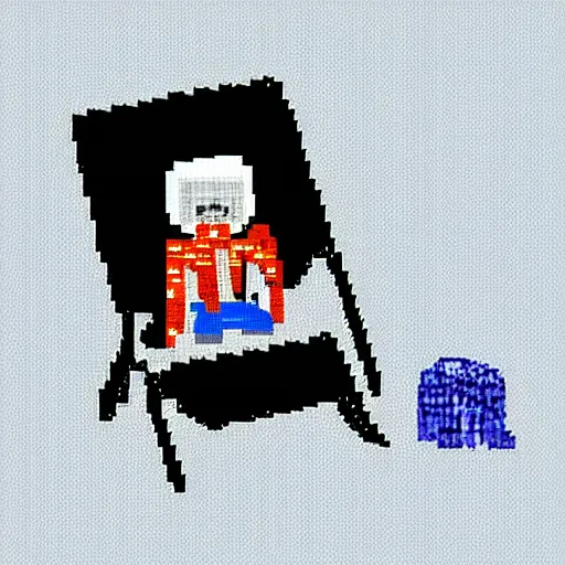 Prompt: a space man sat on a beach chair on the moon, pixel art
