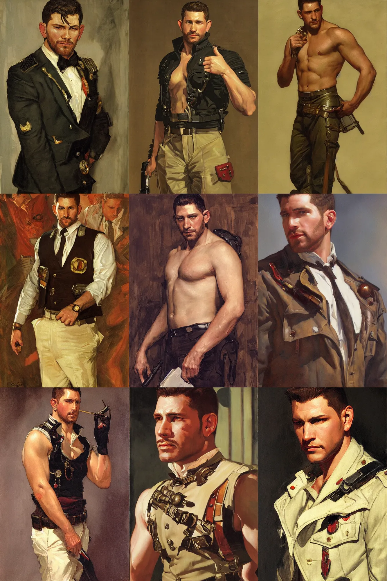 Prompt: chris redfield, painting by j. c. leyendecker