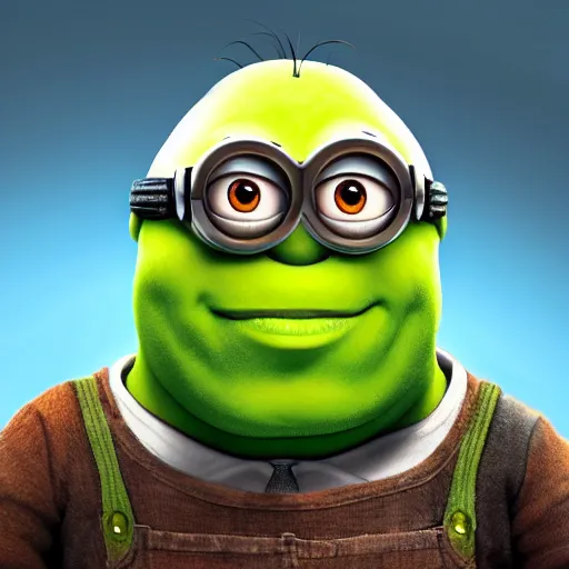 Prompt: A minion that looks like Shrek, highly detailed, digital art, 4K