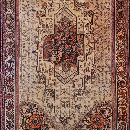 Prompt: old carpet with flower design