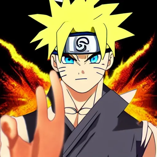 Image similar to super sayan naruto, anime style