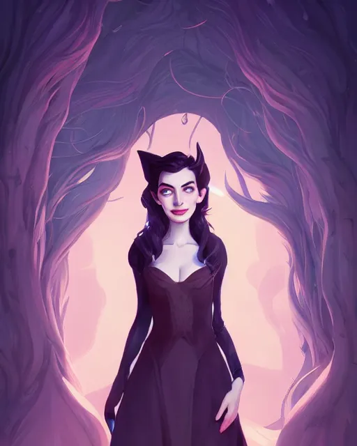 Image similar to a portrait of a beautiful Anne Hathaway witch, art by lois van baarle and loish and ross tran and rossdraws and sam yang and samdoesarts and artgerm, digital art, highly detailed, intricate, sharp focus, Trending on Artstation HQ, deviantart, unreal engine 5, 4K UHD image