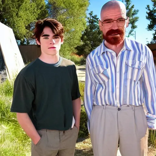 Image similar to kj apa with walter white, still from breaking bad