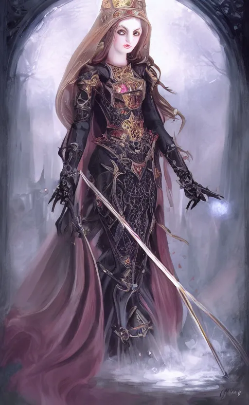 Prompt: Alchemy Imperial Princess knight gothic girl. By sophie anderson, concept art,digital paintig, matte, highly detailded