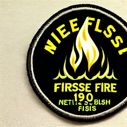 Prompt: a photo of a retro 1 9 7 0's vintage minimalist clean fire warning flames blaze patch