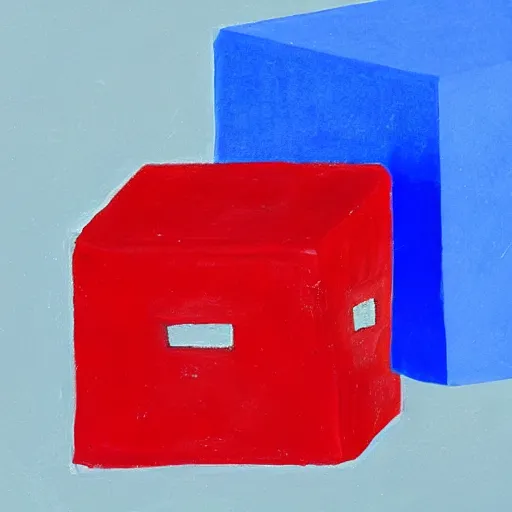 Image similar to a red cube on top of a blue cube