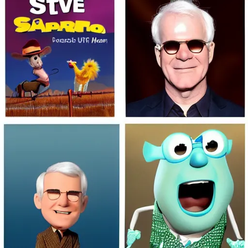 Prompt: Steve Martin in Pixar’s Up!