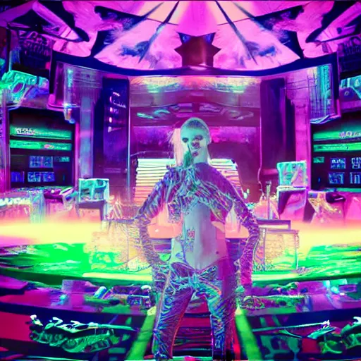 Image similar to a highly detailed cinematic wide shot of Grimes in a large room simulation with holographic symbolic codes