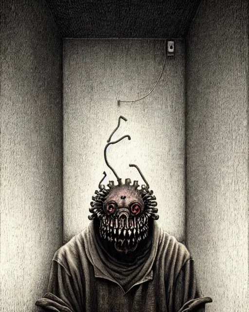 Image similar to a realistic detailed portrait painting of a monster by john kenn mortensen, santiago caruso, synthwave cyberpunk psychedelic vaporwave