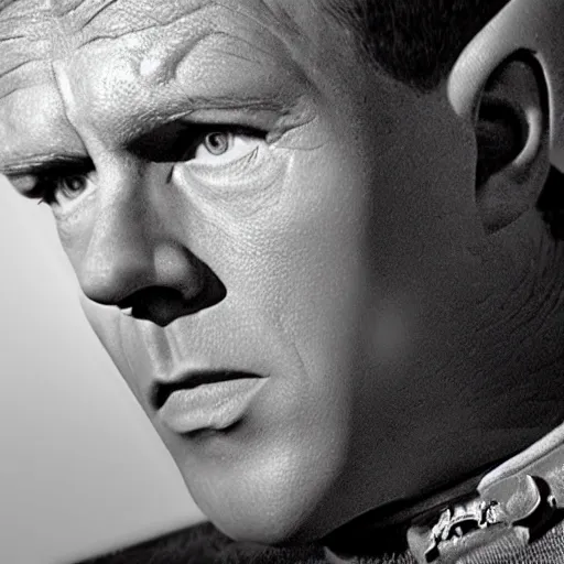 Image similar to photograph of captain j. kirk from star trek in absolute disbelief, shocked, mouth wide open, hands against his face. sharp photograph, sharp focus, highly detailed,, detailed face!!, ultra realism, dramatic lighting, zeiss lens, canon eos, detailed skin, dynamic pose, 8 k resolution, hyperrealism, portrait photography