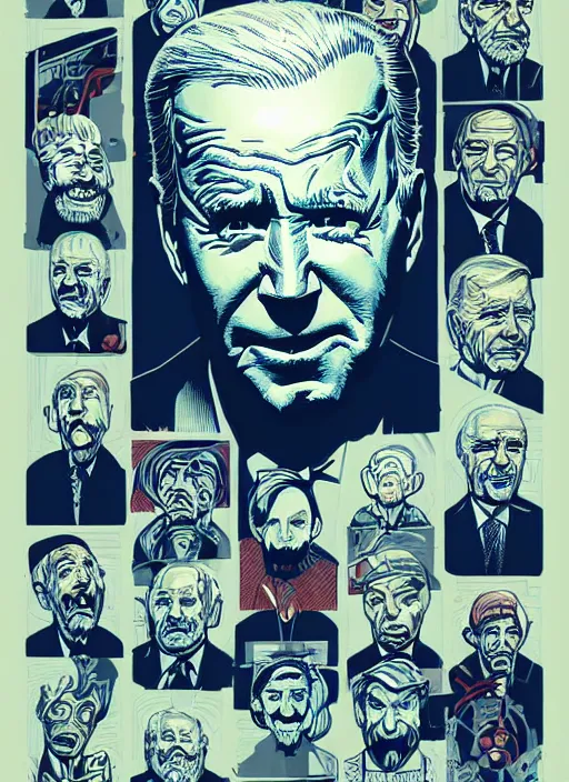 Image similar to highly detailed delirium face portrait of joe biden by petros afshar, tom whalen, laurie greasley, war face by greg rutkowski