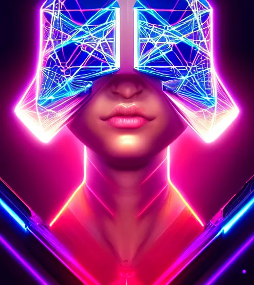 Image similar to symmetry!! latin princess of technology, solid cube of light, hard edges, product render retro - futuristic poster scifi, lasers and neon circuits, beautiful woman latin princess, intricate, elegant, highly detailed, digital painting, artstation, concept art, smooth, sharp focus, illustration, dreamlike, art by artgerm