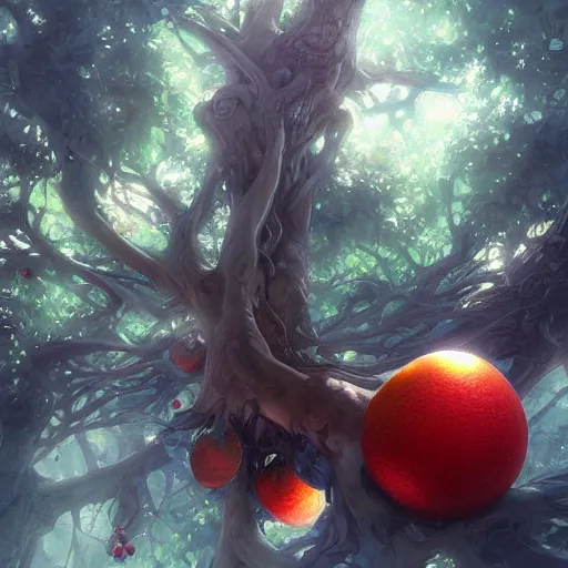 Image similar to tree that looks like fruits, made by stanley artgerm lau, wlop, rossdraws, james jean, andrei riabovitchev, marc simonetti, yoshitaka amano, artstation, cgsociety