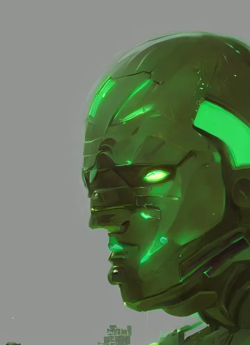 Image similar to concept art close up green cyberpunk character, by shinji aramaki, by christopher balaskas, by krenz cushart