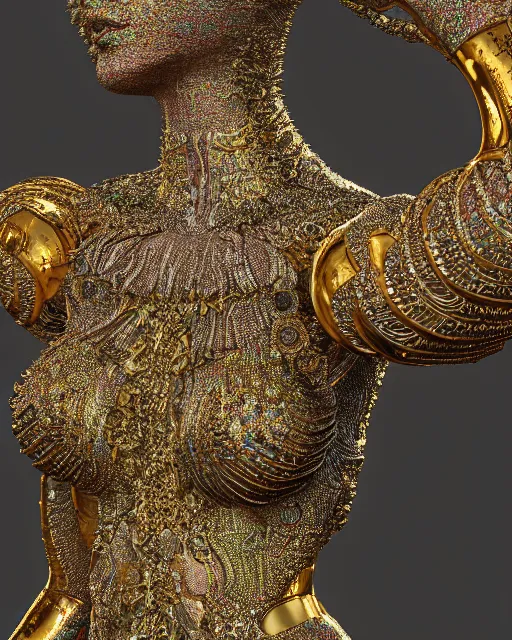 Image similar to a highly detailed metahuman 4 k close up render of an alien goddess bella hadid monument renaissance in iris van herpen dress schiaparelli in diamonds crystals swarovski and jewelry iridescent in style of alphonse mucha gustav klimt trending on artstation made in unreal engine 4