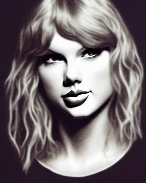 Prompt: calligraphy portrait of taylor swift