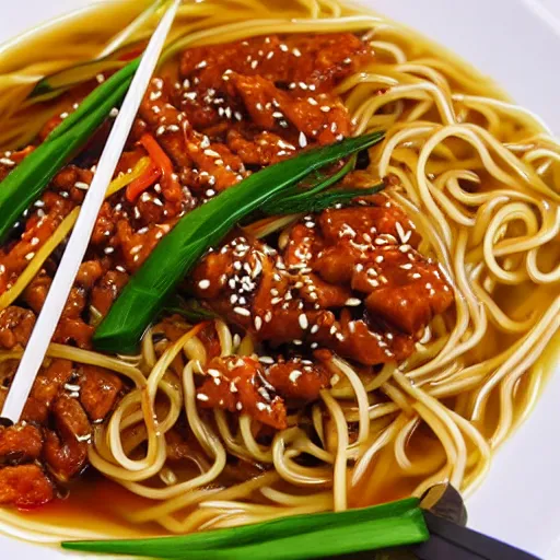 Prompt: the perfect fusion between szechuan chinese food and italian food, a noodle dish