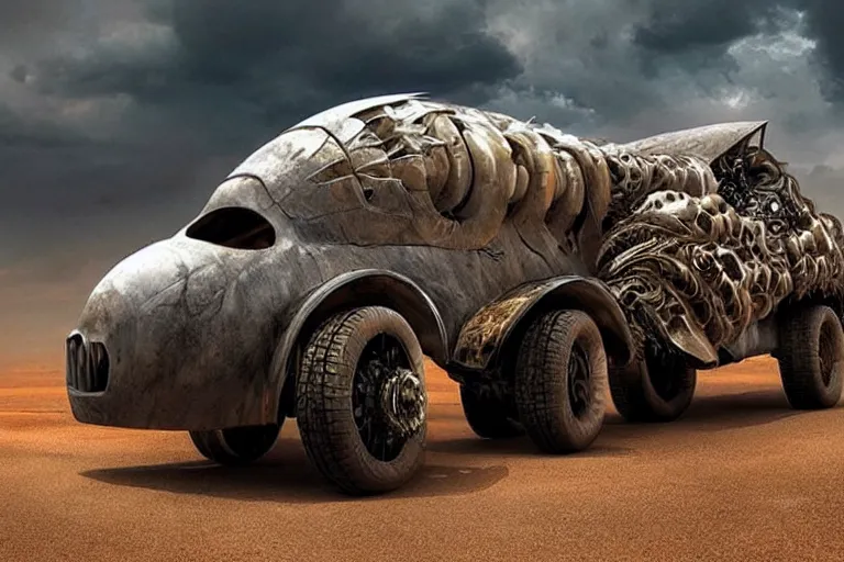 Image similar to a mad max style vehicle designed by igor morski