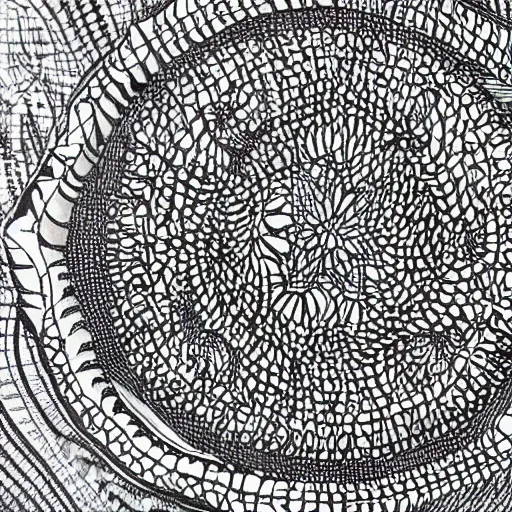 Image similar to infinite dimensions draw in intricate detail with micron black ink on large parchment