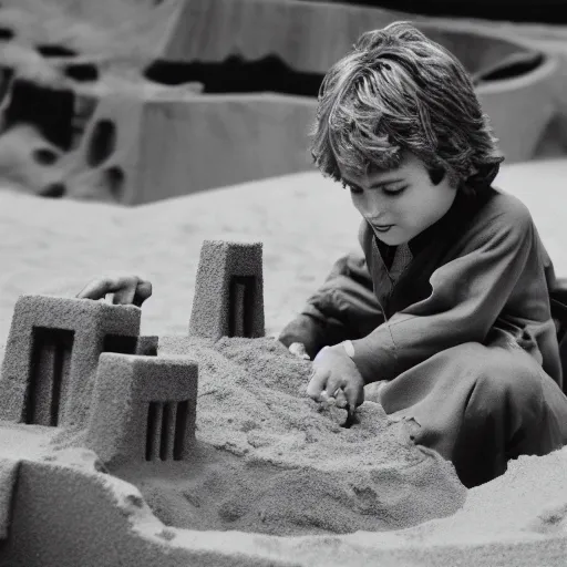 Prompt: Picture of Anakin Skywalker building a sand castle