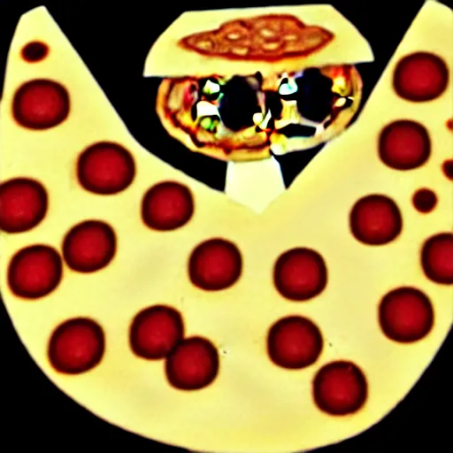 Image similar to A human made of pizza