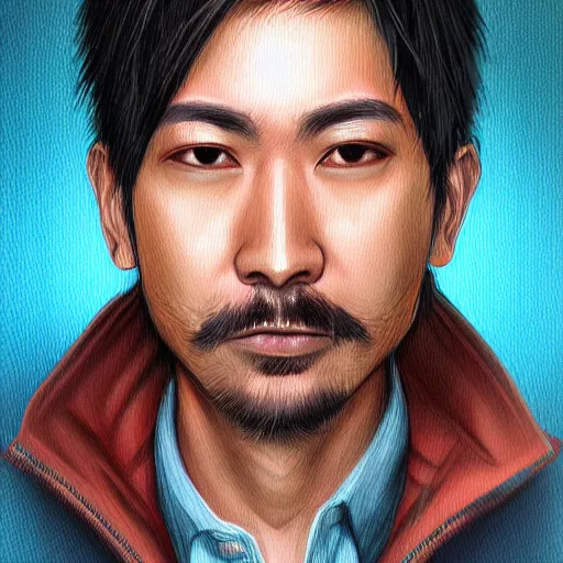 Prompt: realistic portrait of Satoshi Nakamoto by Ross Tran