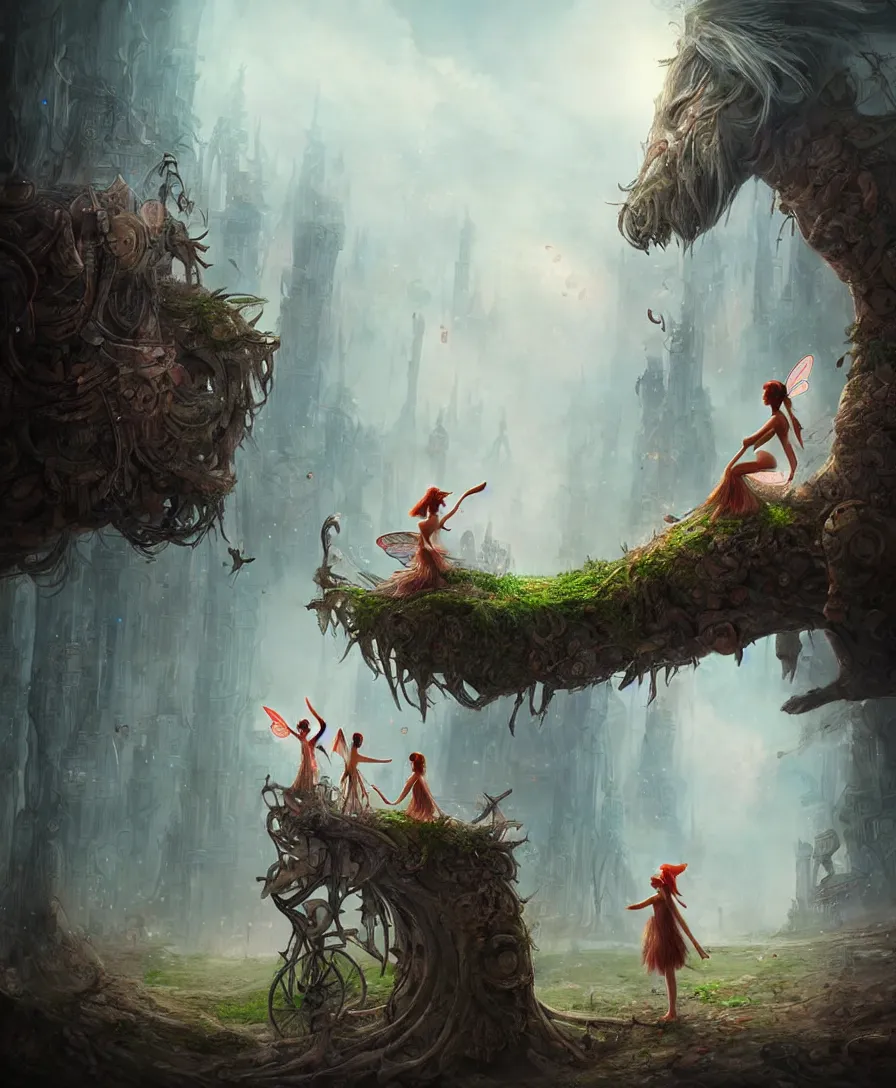 Image similar to fairy tell story of a man suffering due to high air pollution in future, concept art, digital painting, people are wearing masks, wide angle shot, in the style of greg rutwoski, very hyper realistic, highly detailed, fantasy art station