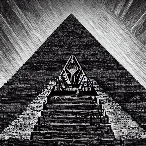 Prompt: A closeup shot of Pyramid Head standing in front of The Satanic Great Pyramid of Giza, intricate, highly detailed, fullbody, artstation, dark fantasy, horror, Silent Hill game, concept art, smooth, sharp focus, illustration, art by greg rutkowski and orientalism and bouguereau and Zdzislaw Beksinski, good clear quality, lighting, biology, symmetrical artwork, perfect face, 135 mm, cinematic, hyper realism, high detail, octane render, 8k, chrome accents