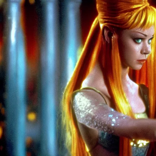 Image similar to A still of Cinderella in the Fifth Element (1997), directed by Luc Besson 4k