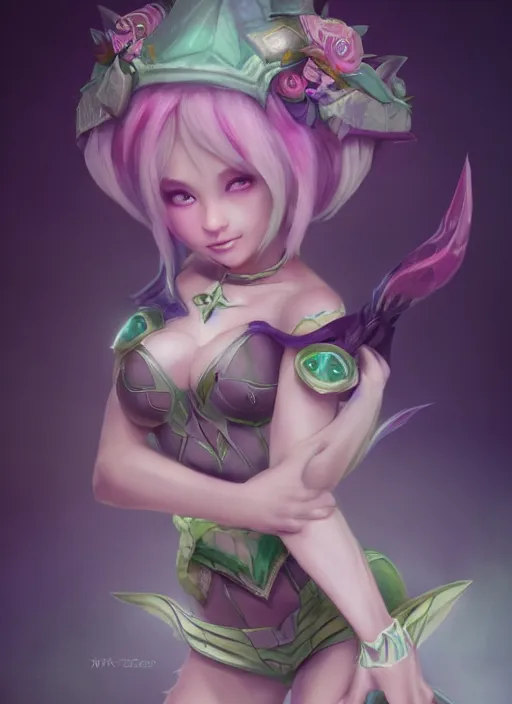 Image similar to lulu short fairy with green eyes, from league of legends, au naturel, hyper detailed, digital art, trending in artstation, cinematic lighting, studio quality, smooth render, fluorescent skin, unreal engine 5 rendered, octane rendered, art style by klimt and nixeu and ian sprigger and wlop and krenz cushart