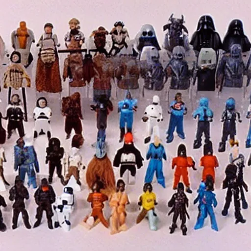 Prompt: star wars action figures, vintage, 1980s