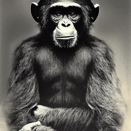 Prompt: “chimpanzee in full samurai armour, 1900’s photo”