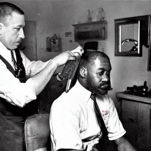 Prompt: floyd the barber longs for the good old days