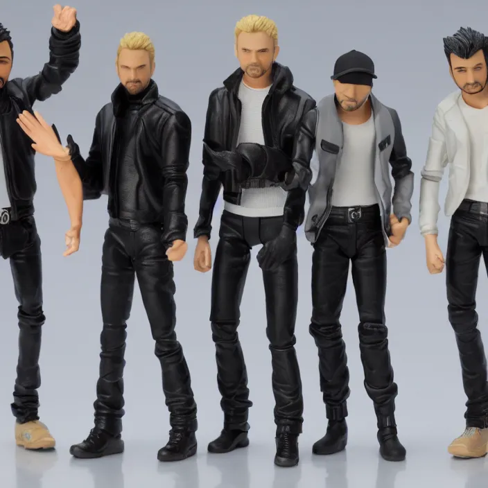 Image similar to detailed figures of the backstreet boys, first 4 figures, detailed product photo