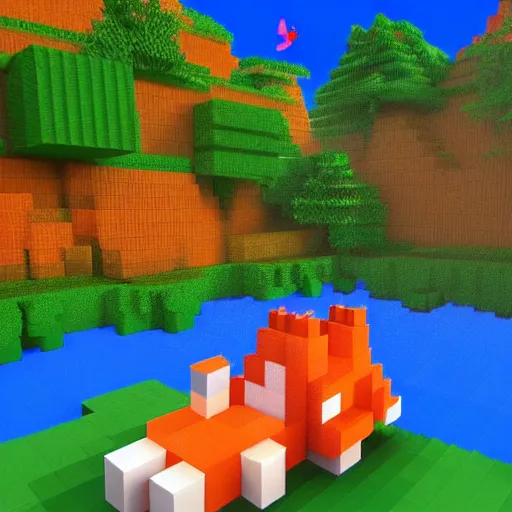 Prompt: cute voxel art of a koi pond